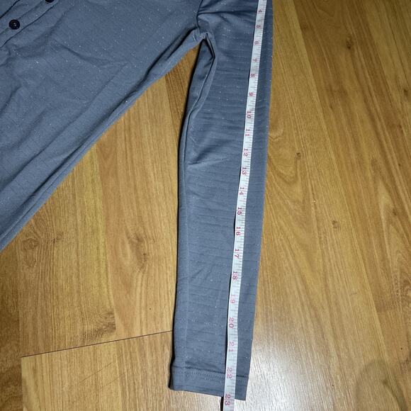 Y2K Currants Button Up Long Sleeve Gray metallic Shirt Women's Small spandex - Picture 6 of 8